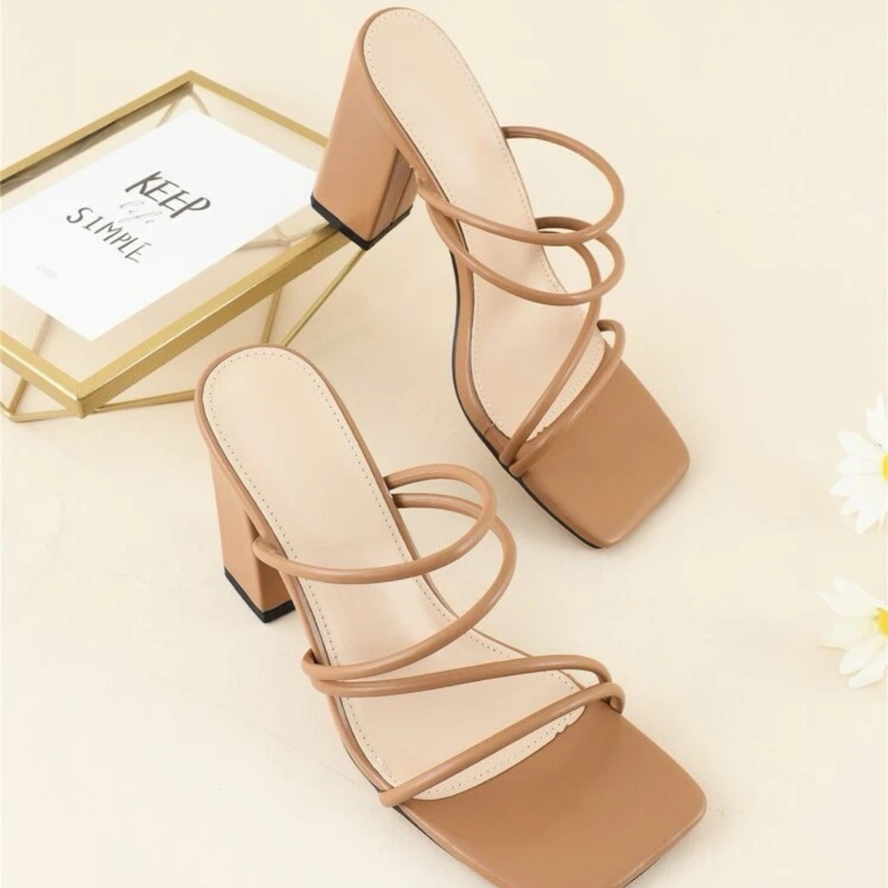 Square-Toe Heeled Sandals